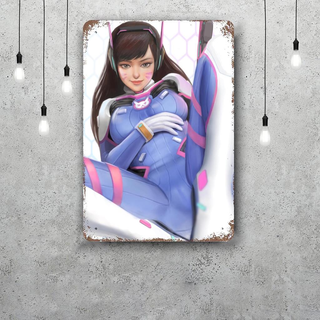 dva overwatch Funny Bar Metal Sign Retro Plaque Vintage Sign Alcohol Drinker Pub Club Man Cave Kitchen Wall Decoration
