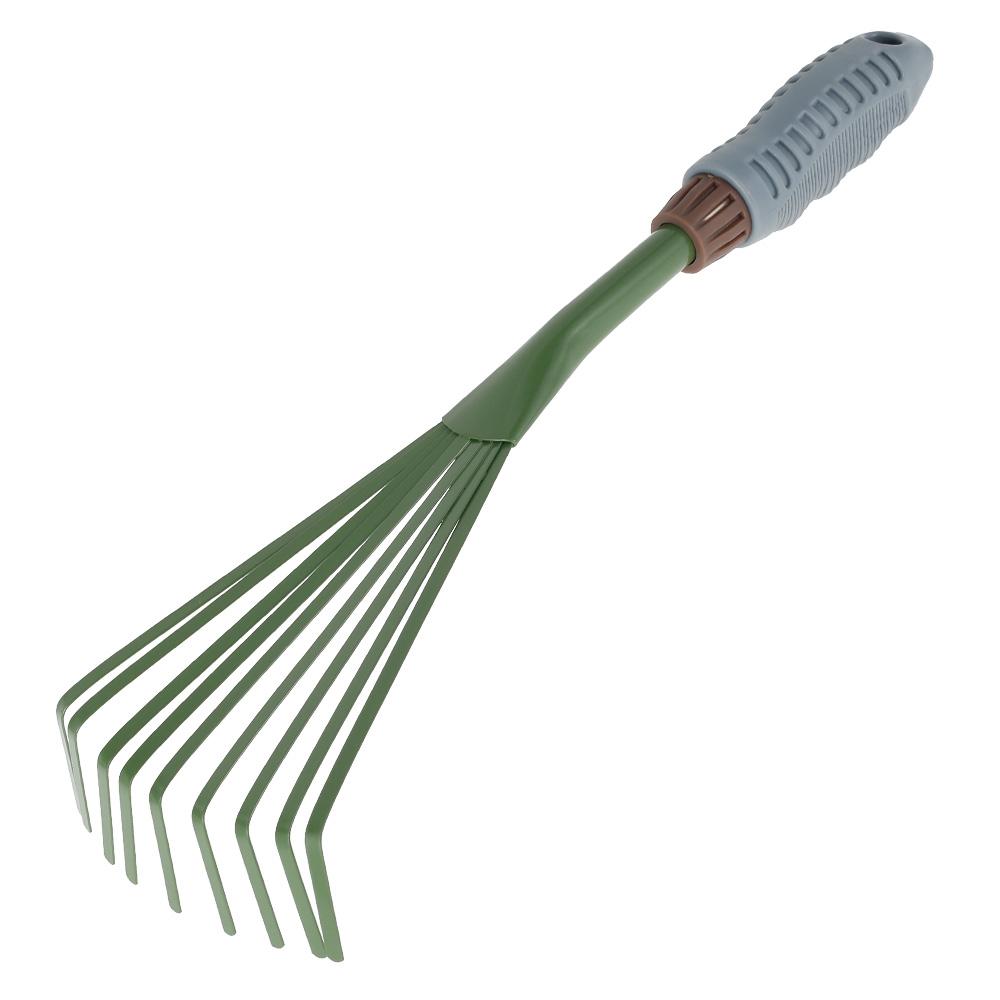 

Garden Rake Grass Rake Hand Rake Leaf Broom with Comfort Grip Cleaning Rake Pet Excrement Rake Gardening Tools зелёный
