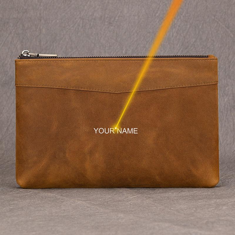 Genuine Leather Long Wallet Men Women Zipper Hand Clutch Wallet Card Cash Coin Purse Real Cowskin Wallet Phone Pouch With Wrist
