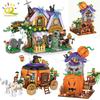 HUIQIBAO Halloween Mini Pompoenhuis Micro Model Bouwstenen Stad DIY Pompoenkoets Set Blokken Speelgoed voor Kinderen Cadeau