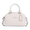 Coach Bolsa 19 Logo de Letras Fechamento com Zíper Couro Liso Bolsa de Bowling Ombro Transversal Bolsa de Mão Média Bolsas Femininas Prata Branco CT776-SVHA