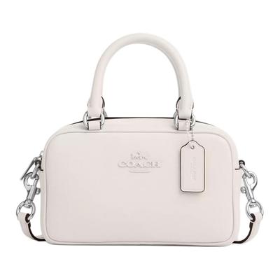 Coach Umhängetasche 19 Buchstaben-Logo Reißverschluss Glattes Leder Bowlingtasche Schulter Crossbody Handtasche Mittel Damen Handtaschen Silber Weiß CT776-SVHA