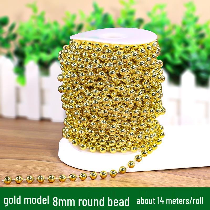 Lanț cu Mărgele Aurii și Argintii: Decorațiune Pom de Crăciun & Șir Decorativ DIY