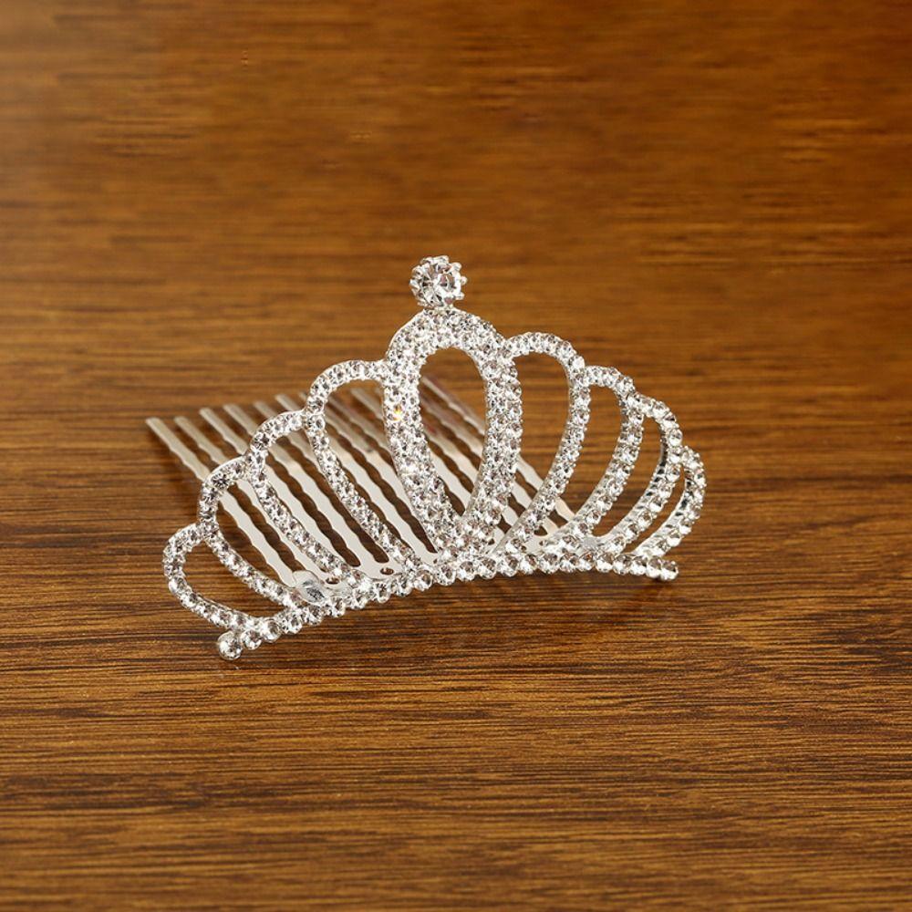 Sparkling Rhinestone Hair Comb Alloy Material Princess Hair Comb Children Tiara Crown  Parties