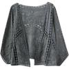 Korean-Style Women's Hollow Lace Batwing Sleeve Cotton Cardigan - Summer Retro Long Sleeve Top