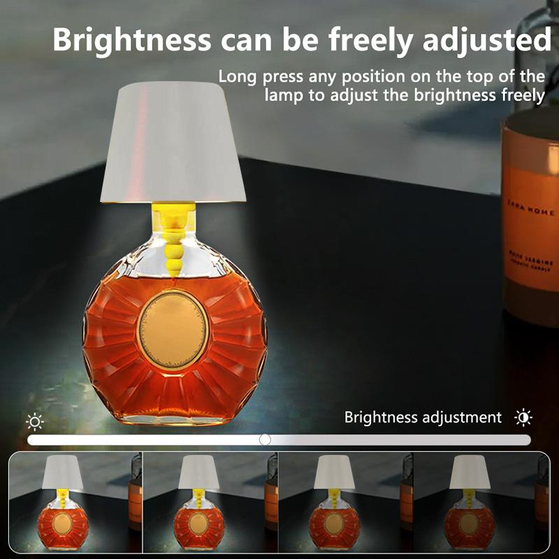 Wireless Bottle Table Lamp Touch Control of 3 Colors and Stepless Dimming Night Lamp For Bar Wine Bottle Decor Desk Lighting