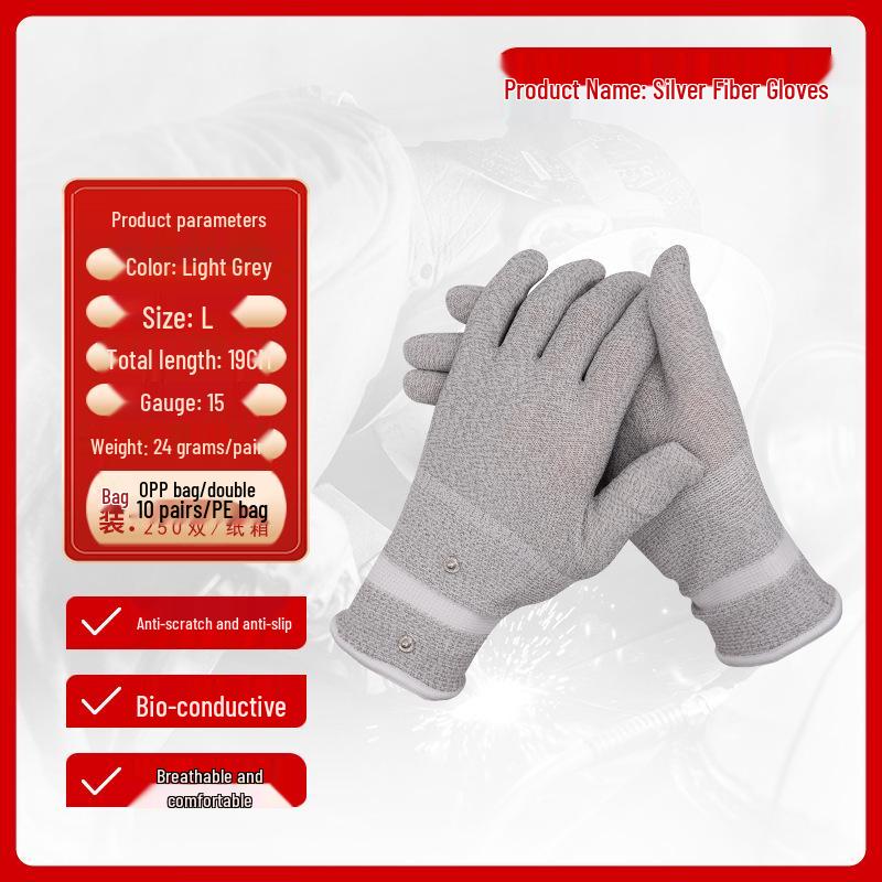 

Проводящие перчатки из серебряного волокна для биоэлектрической терапии и косметического массажа