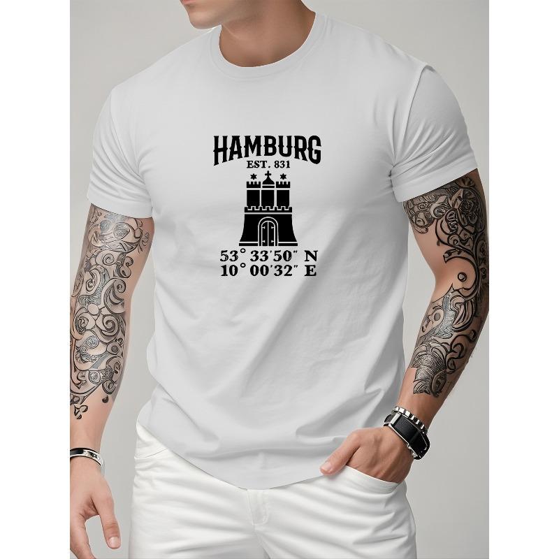 Men's Casual Sporty Fashion Short-sleeve T-shirt, Featuring a Creative Printed Design with Pattern Comfortable Casual Daily Wear