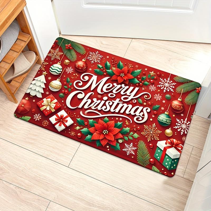 

Flannel Merry Christmas Doormat, Absorbent Non-Slip Multi-Design Rug, Machine Washable Christmas Mat for Home Entryway 40x60cm