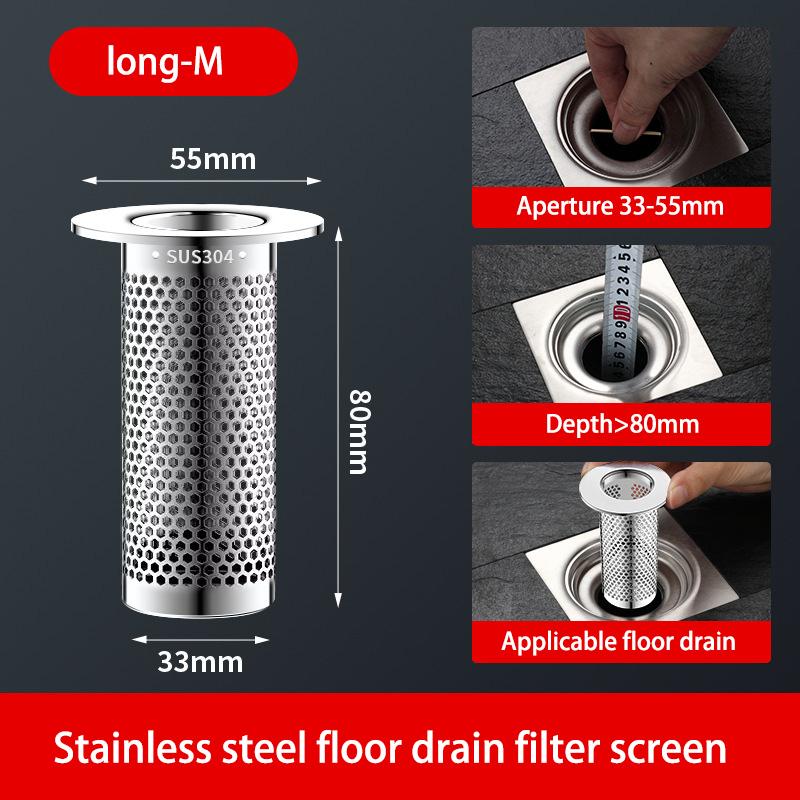 304 Stainless Steel Floor Drain Net Basin Anti-odor Drainer Bathroom Wash Basin Anti-clogging Filter Universal