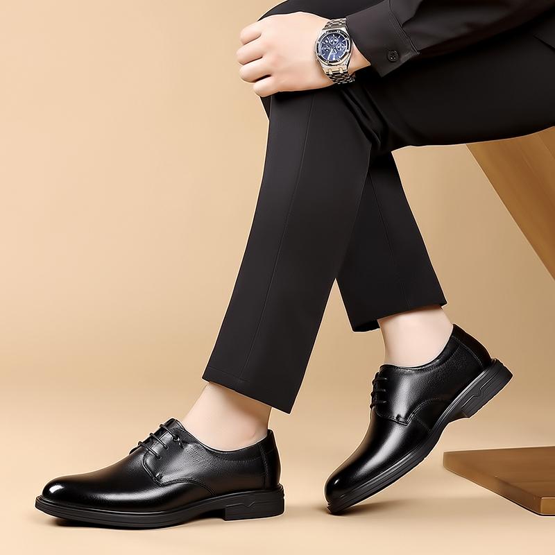Fashion Outdoor Walk Flats Classic Men's Casual Leather Oxfords Shoes Lace Up Business Formal Dress Footwear Lace Up Male Derby Shoes
