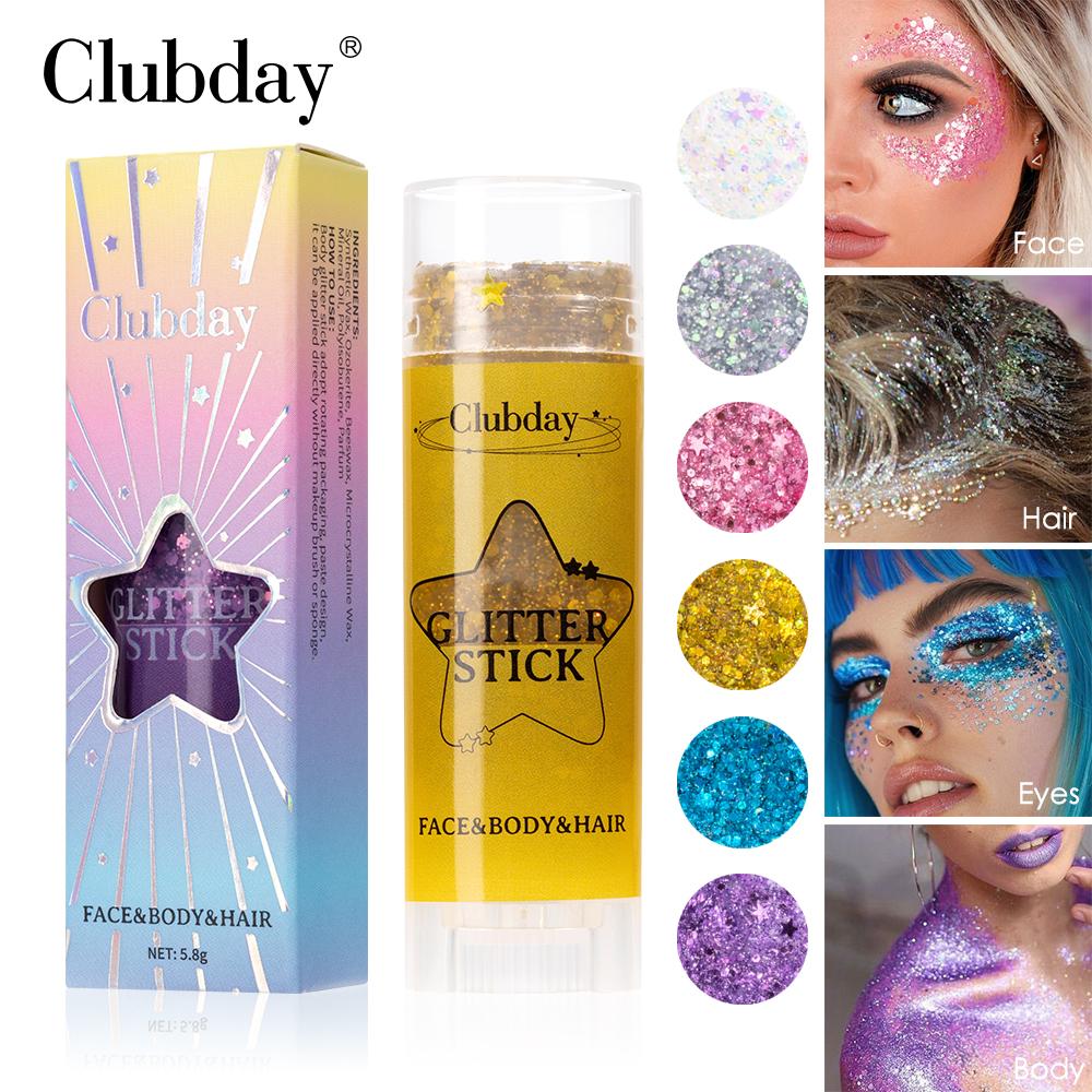 Clubday 6-Color Stage Makeup Eyeshadow Glitter Stick, Long-lasting And Exquisite Shine, Suitable For Face, Body, And Hair.