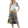 Women's Loose Casual And Fashionable V-Neck Short Sleeved Print Mid Length Dress