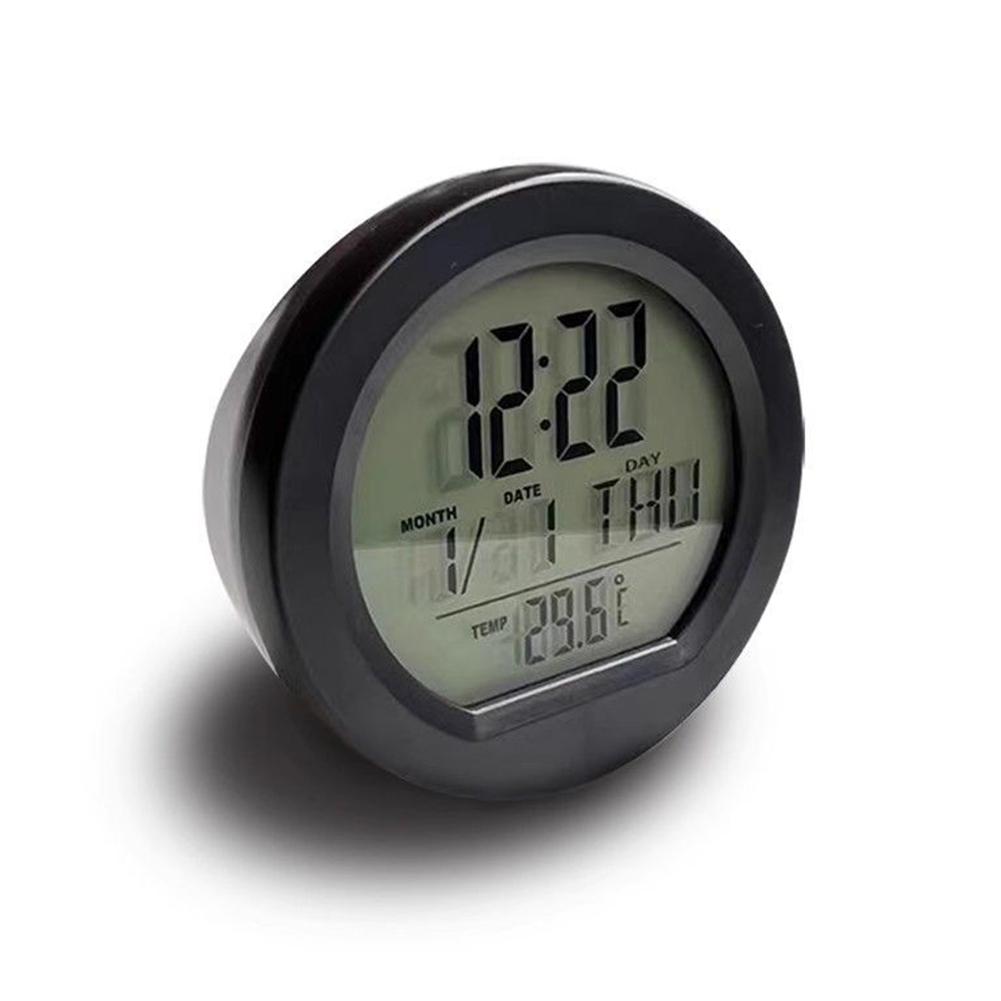 Solar Car Digital Clock Date Thermometer Lcd Luminous Display For Dashboard Clock Car Interior Adhesive Interior Accessories