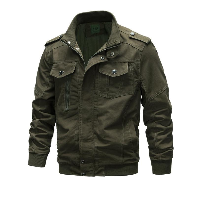 Spring and Autumn Cotton Jacket Jacket Washed Cotton Military Outdoor Jacket Plus Size