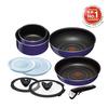 T-fal 9-Piece Ingenio Neo Sapphire Pot and Pan Set with Detachable Handles and Lids, Gas and Heat Compatible, L46693