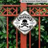 2D Flat - 1pc Design Featuring A Skull Warning Theme, Metal Warning Decoration Gift for A Colleague, Vintage Metal Sign, Suitable for Decorating