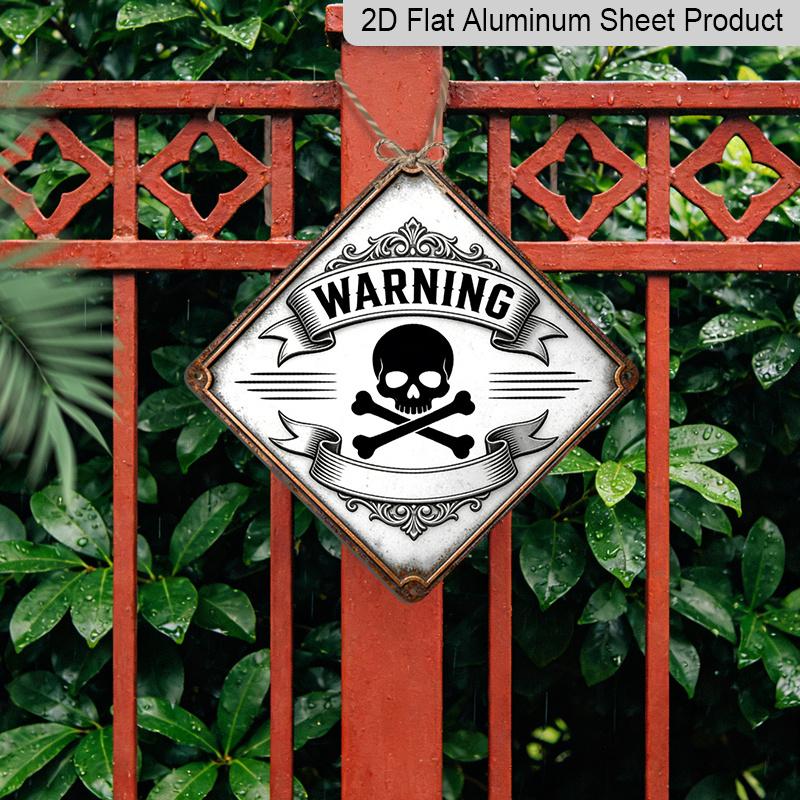 2D Flat - 1pc Design Featuring A Skull Warning Theme, Metal Warning Decoration Gift for A Colleague, Vintage Metal Sign, Suitable for Decorating