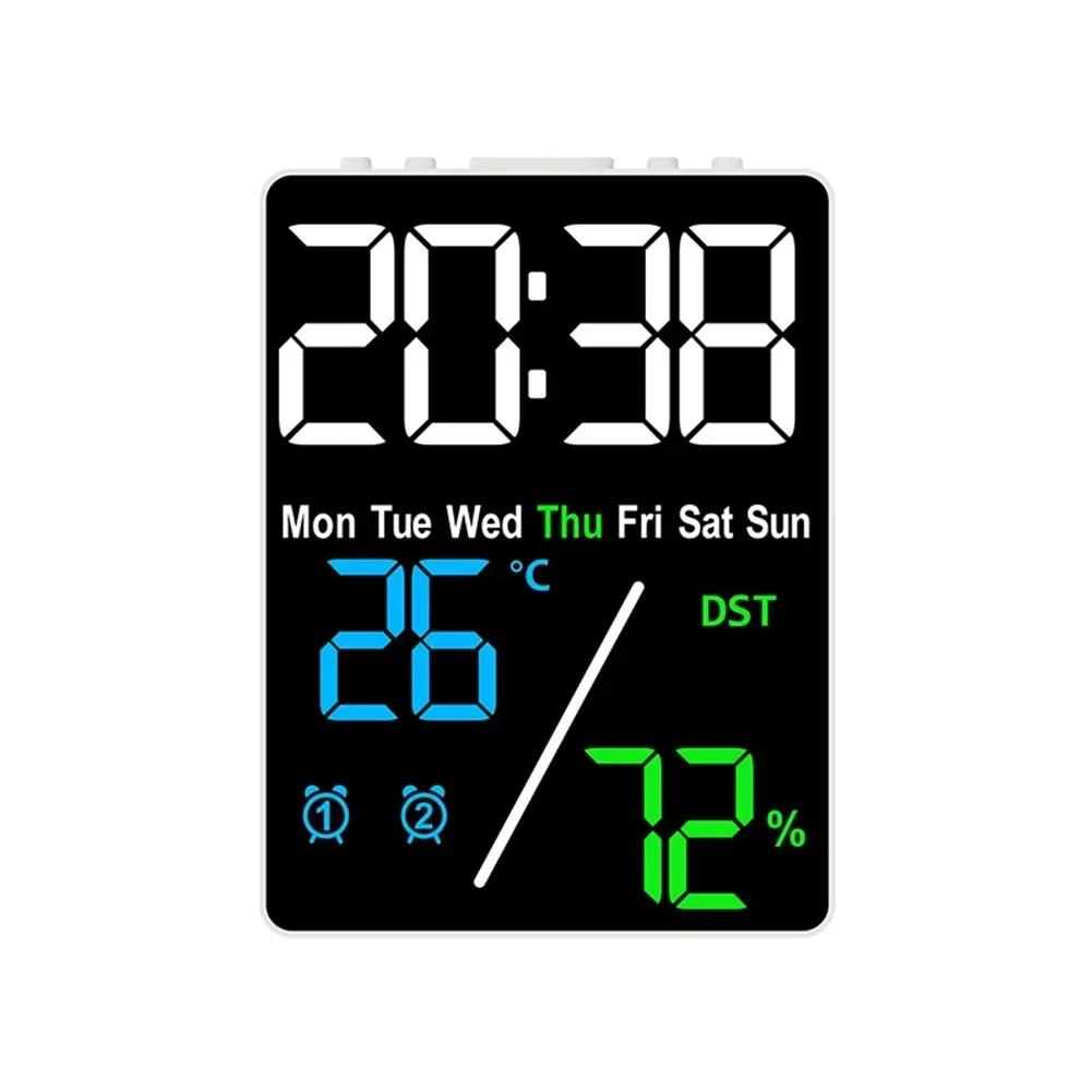 

Цифровые настенные часы с большим светодиодным экраном, дисплеем температуры и влажности, электронный будильник, креативный домашний декор, настенные часы CHINA