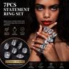 7PCS Rhinestone Crystal Square Rhinestone Ring Large Size Large Crystal Ring