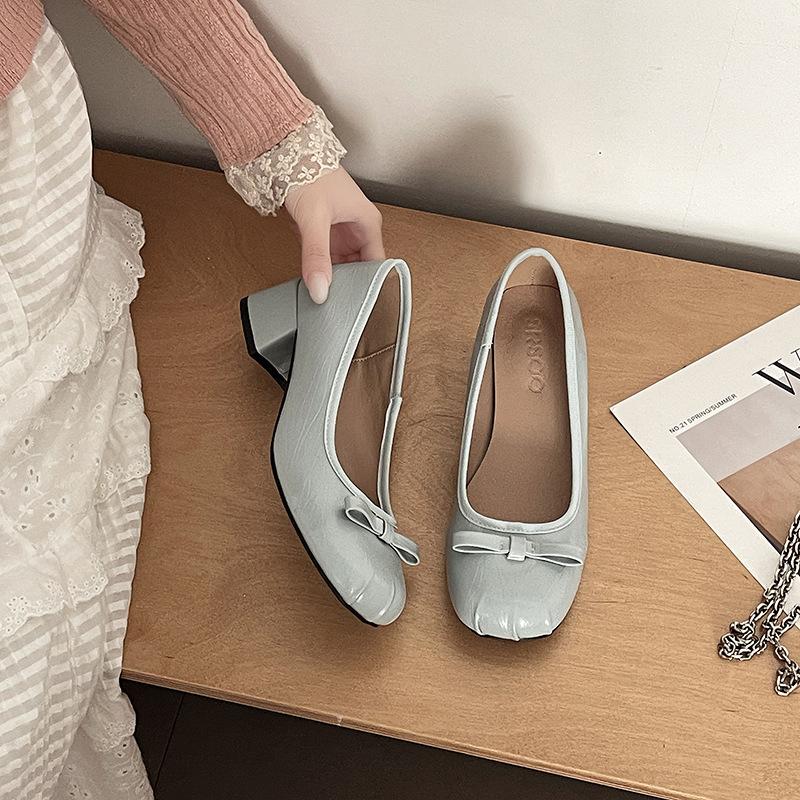 French Retro Ballet Single Shoes Women's Spring and Summer New Flat Mary Jane Shoes Versatile Skirt One Pedal Beanie Shoes