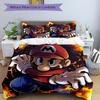 3Pcs Mario Flames Bedding Set Soft Fabric Duvet Cover Pillowcases Home Christmas Xmas Halloween Gift 1 Duvet Cover 2 Pillowcase N1147