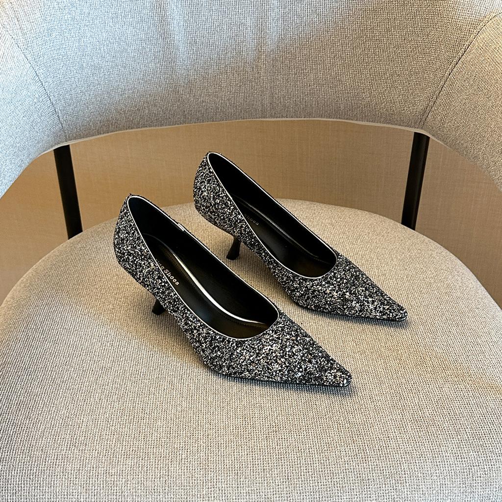 6982-3 Premium super flash pointed high heels women's autumn new full diamond sexy banquet high heels stiletto single shoes