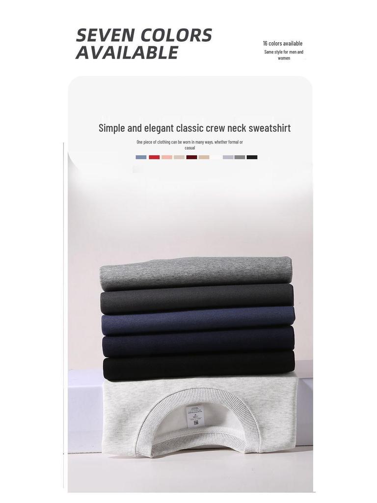 Women's Fleece-Lined Crew Neck Sweatshirt, Long Sleeve, Thin & Loose, for Spring and Autumn, Junior & High School Students, No Hood.