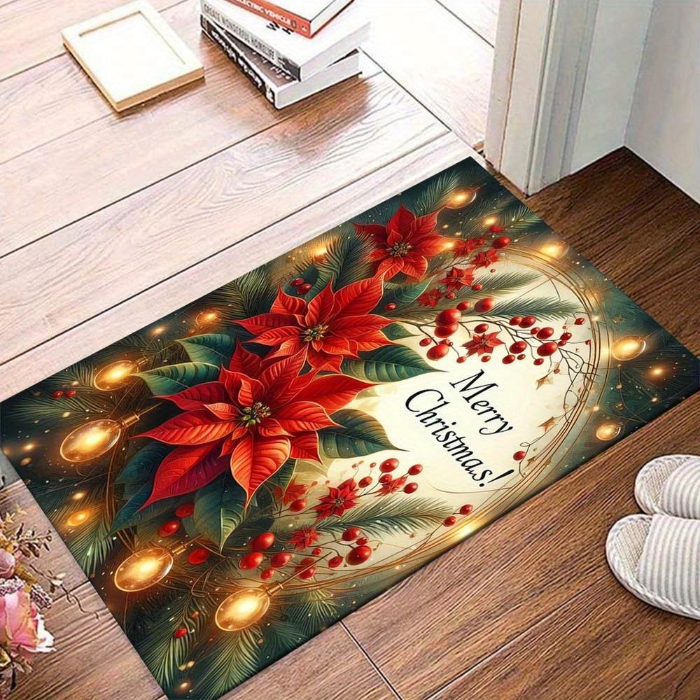 

1pc Merry Chrismas Area Rug, Slip-Resistant, Easy-Clean, Stain-Resistant, Perfect for Cozy Living Rooms, Bedrooms, Kitchens, Offices, and Ho 60cm by 90cm