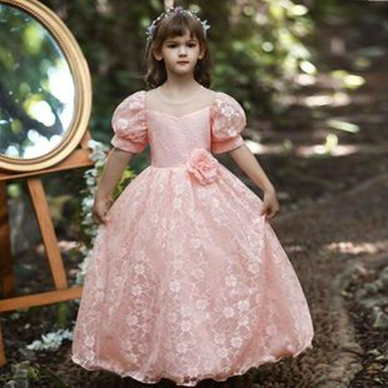 Vestito Principessa Ragazze Europee e Americane: Abito Formale in Pizzo per Damigella d'Onore per Spettacoli