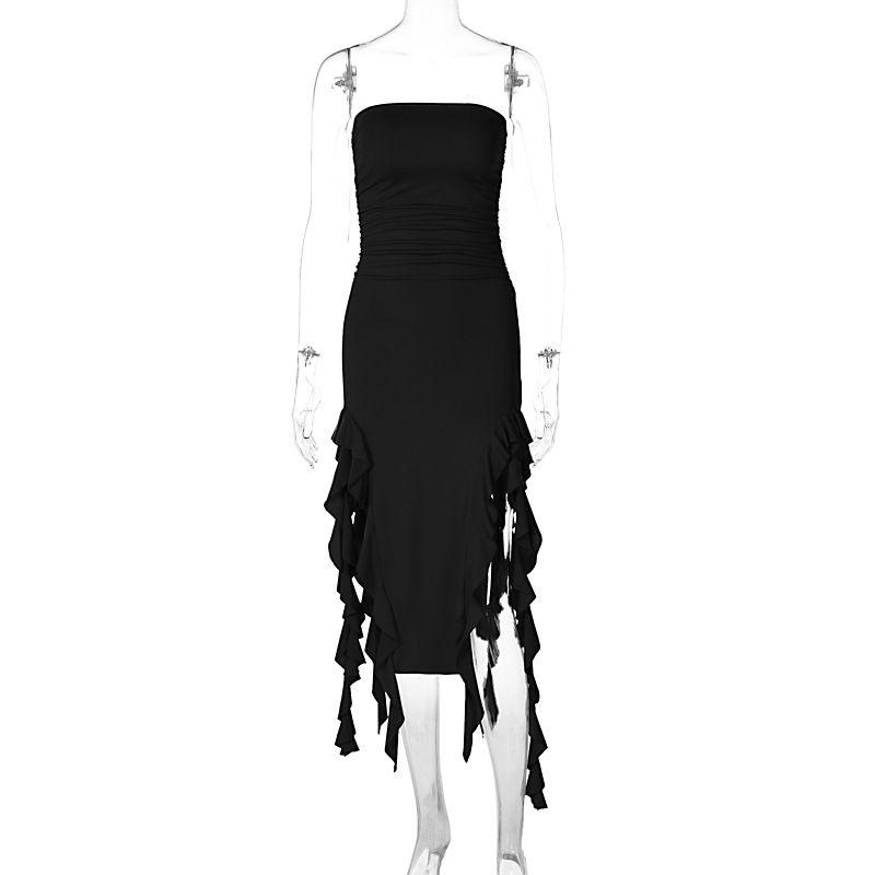 Fashion Style Women's Clothing 2024 Summer New Fashion Sexy Stylish Wrapped Chest Irregular Dress