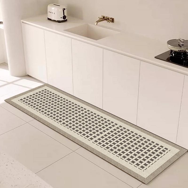Kitchen Carpet Plaid Style Waterproof Oil-proof Floor Mat Pvc Leather Non-slip Foot Mats Long Strip Home Decoration Rug Alfombra