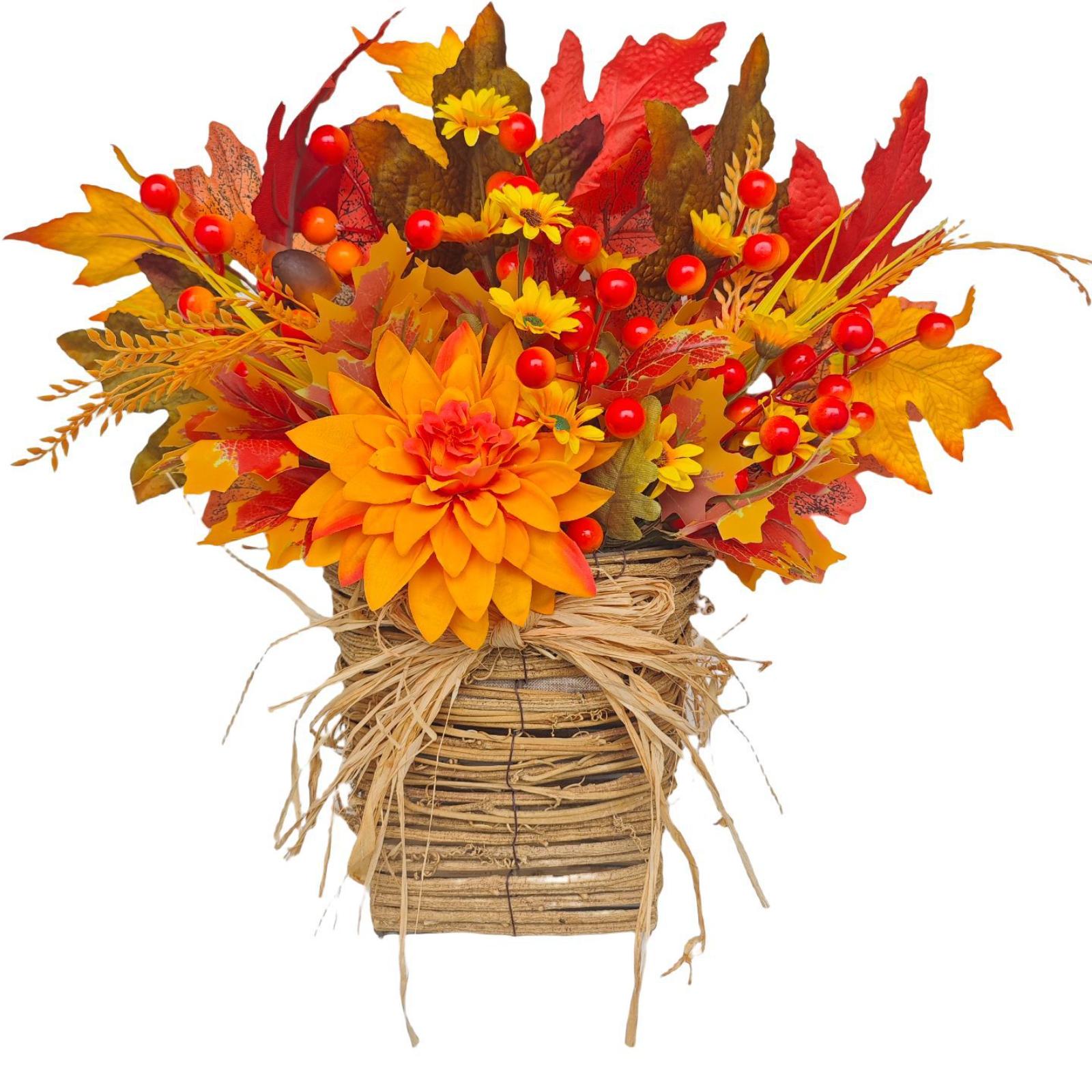 

Осенний венок для входной двери Венок Корзина с венком Праздничный венок Венок One Size