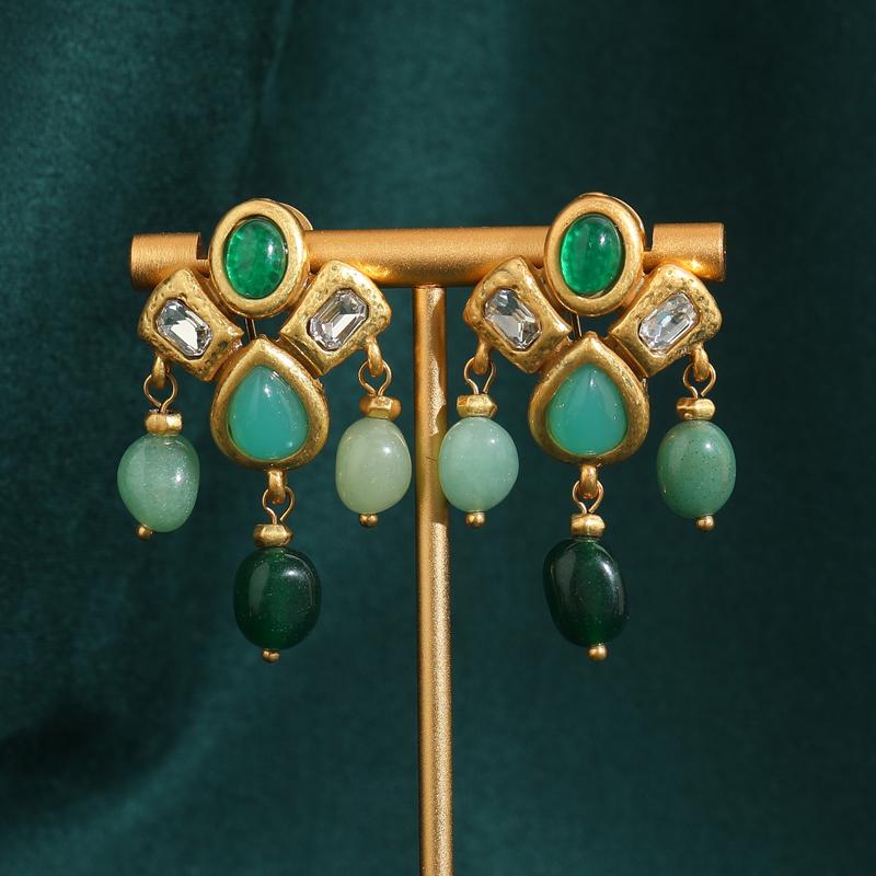 

Готические винтажные серьги-капли для женщин, кисточки, капли воды, зеленый камень, антикварные ювелирные аксессуары