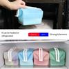 2pcs Silicone Food Storage Bags Microwave Safe, Anti Odor, Reusable Rectangular Containers with Clips for Refrigerator Organization Freshness