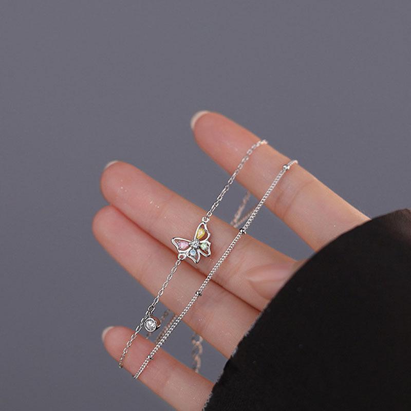 Srebro S925 srebrna bransoletka kolor diamentu cyrkonia bransoletka elf wróżka śliczna urodziny bestie bransoletka lodowy kwiat cięty motyl bransoletka