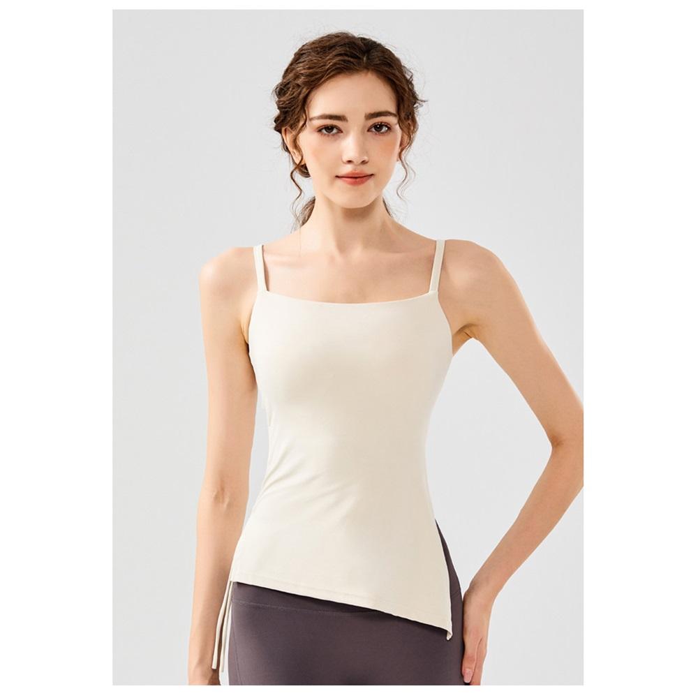 Naked Drawstring Pleated Yoga Clothes For Women, Slimming And Slimming Fitness Tops, Women's Fixed Chest Pads, Camisoles, Sports Vests, Summer