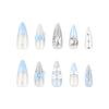 24 Pieces Flash Diamond Burst Flash Wear Nail Piece Bow French Explosion Manicure Press On Nails