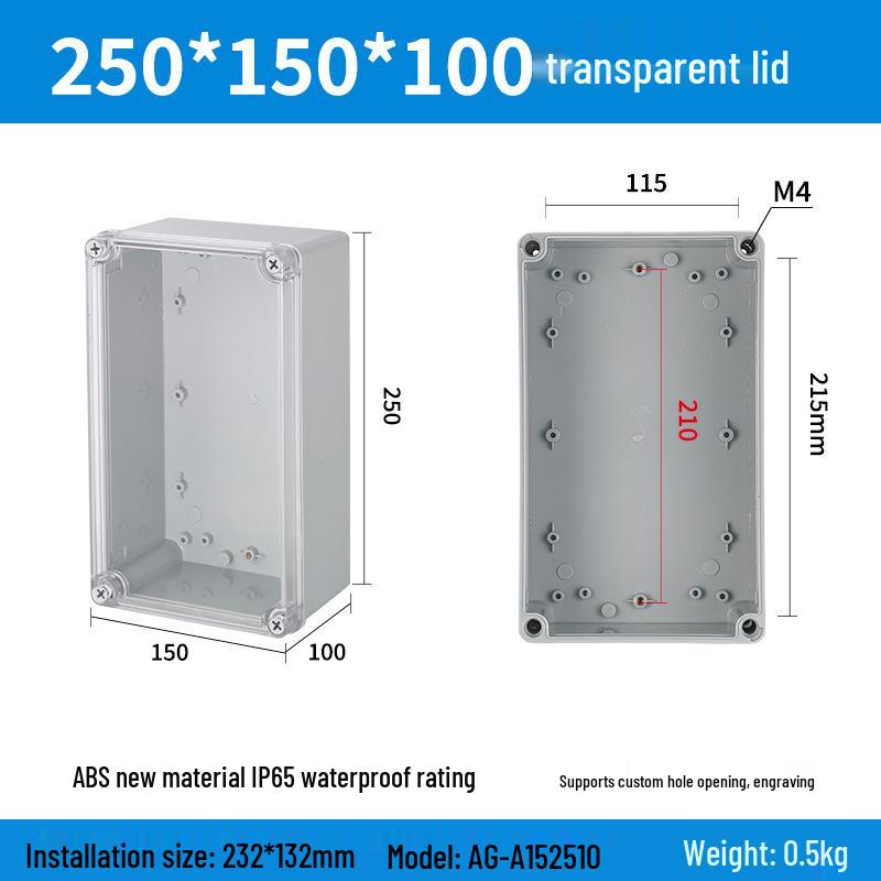 Outdoor Waterproof ABS Power Supply & Monitoring Socket Box with Wiring Terminal & Button