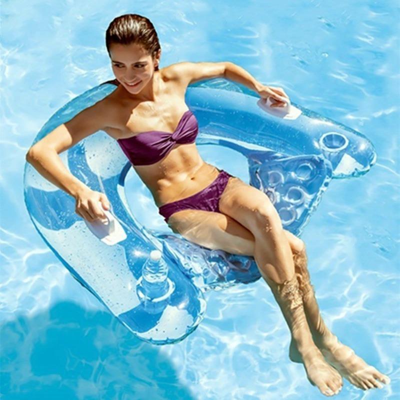 Inflatable Pool Float Lounge Chair Transparent Water Sofa with Heavy Duty Handles for Adults Kids Swimming Water Party