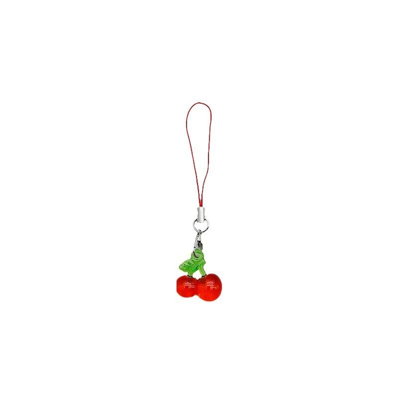 Y2K Cute Strawberry Resin Phone Charms Mini Fruit Pendant Lanyard Accessories for Girls