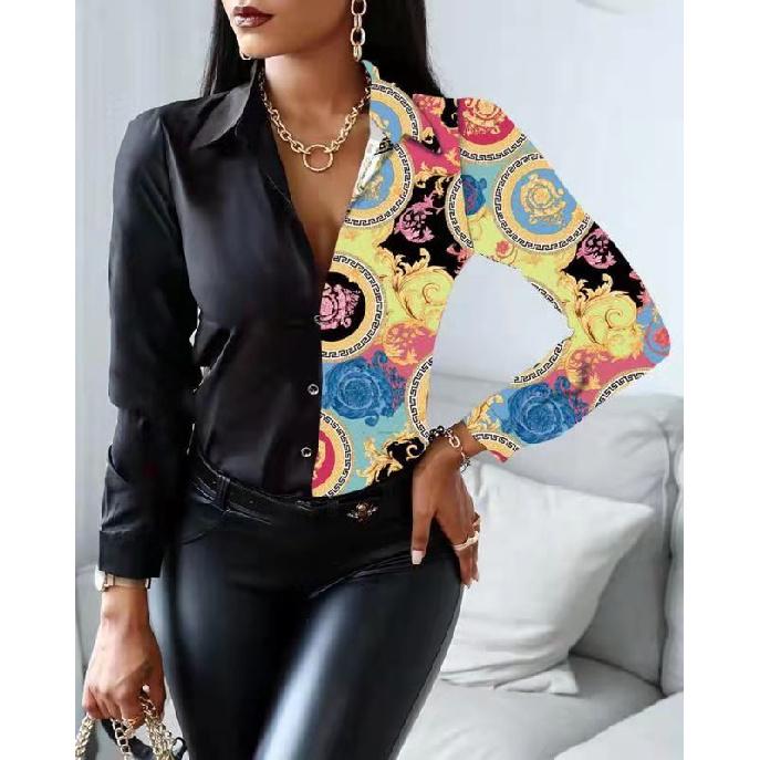 

Весна и осень новый женский универсальный длинный рукав повседневный деловой дорожный элегантный комфорт сексуальный низ рубашка топ XXXL