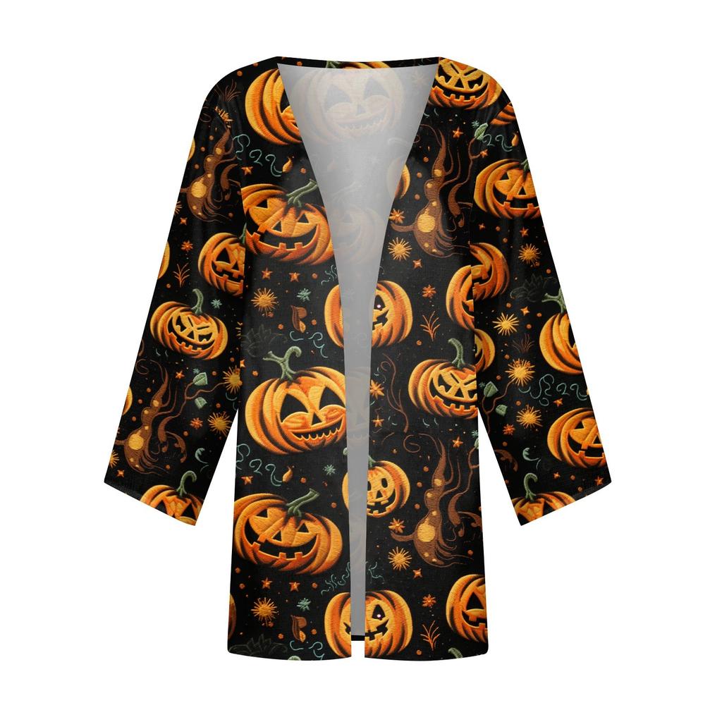 Women's Casual Fashion Print Light Medium Long Coat Cardigan