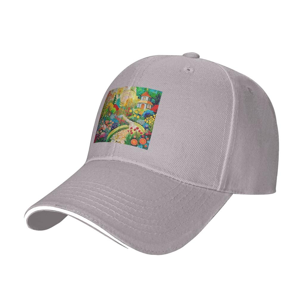 Gustav Klimt Flower Garden with Cottage Cap Casual Baseball Caps Adjustable Hat Hip Hop Summer Unisex Baseball Hats Customizable