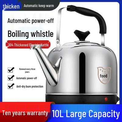 Large Capacity 304 Stainless Steel Electric Kettle with Whistle and Auto Shut-Off