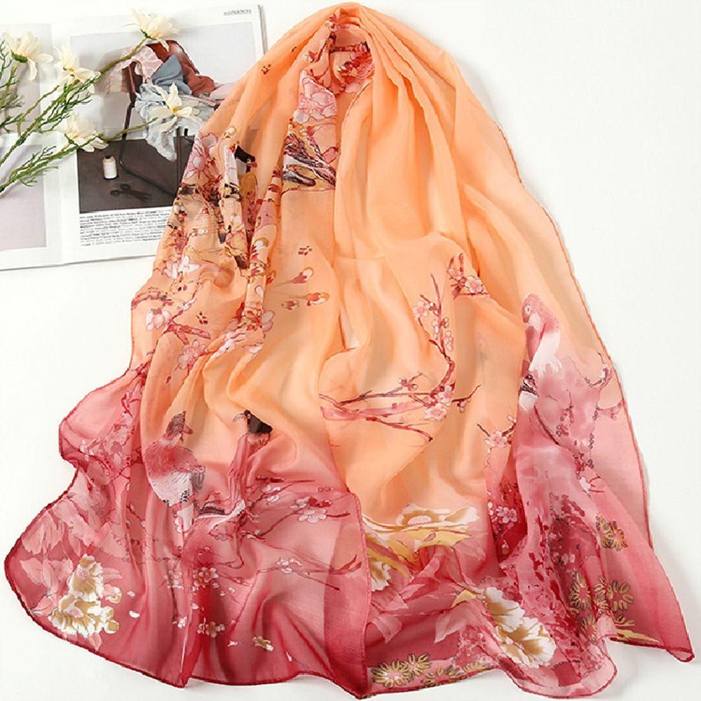 Sunscreen Chiffon Scarf 160*50cm Shawl Silk Fashion Beach Gauze Scarf  for Women