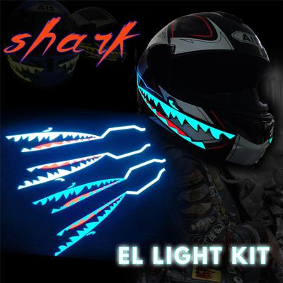 Striscia Luminosa a LED per Casco da Moto Stile Squalo Luce Segnaletica Notturna Strisce Luminose