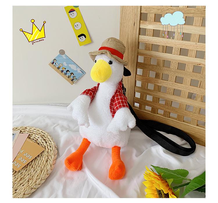 Straw Hat Duck Plush Bag 2025 New Doll Cute Girl Mobile Phone Bag Shoulder Crossbody Small Backpack