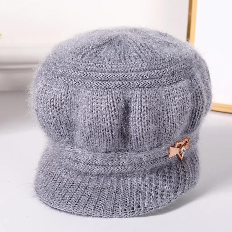 

WTEMPO Plush Inner Warm Soft Solid Color Mom s Hats Windproof Cold-proof Women s Autumn Winter Casual Versatile Hats 1pc серый