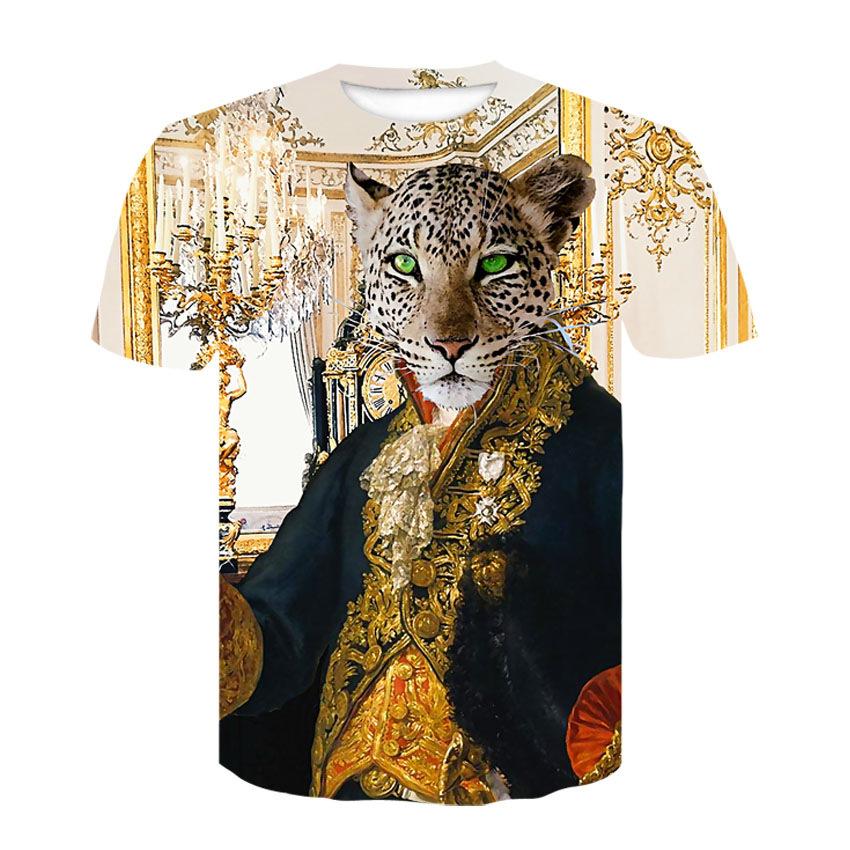 3D Digital Printed Round Neck Short Sleeve Animal Pattern T-shirt